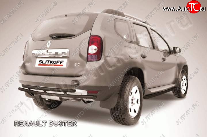 6 349 р. Защита задняя Slitkoff Renault Duster HS дорестайлинг (2010-2015) (Цвет: серебристый)  с доставкой в г. Керчь