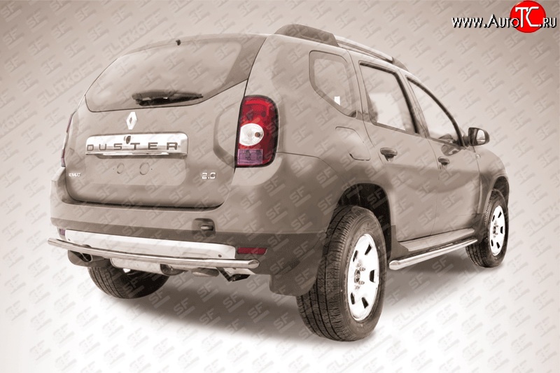 8 349 р. Одинарная защита заднего бампера из трубы диаметром 42 мм Slitkoff  Renault Duster  HS (2010-2015) дорестайлинг (Цвет: нержавеющая полированная сталь)  с доставкой в г. Керчь