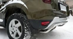 10 999 р. Защита заднего бампера из изогнутой трубы диаметром 42 мм (рестайлинг) SLITKOFF  Renault Duster  HS (2010-2021) дорестайлинг, рестайлинг  с доставкой в г. Керчь. Увеличить фотографию 3