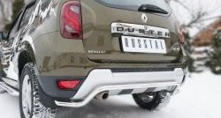 11 249 р. Удлинённая защита заднего бампера из П-образной трубы диаметром 42 мм (рестайлинг) SLITKOFF  Renault Duster  HS (2010-2021) дорестайлинг, рестайлинг  с доставкой в г. Керчь. Увеличить фотографию 2