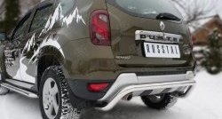 11 549 р. Защита заднего бампера (Ø63 мм волна, нержавейка) SLITKOFF  Renault Duster  HS (2015-2021) рестайлинг  с доставкой в г. Керчь. Увеличить фотографию 2