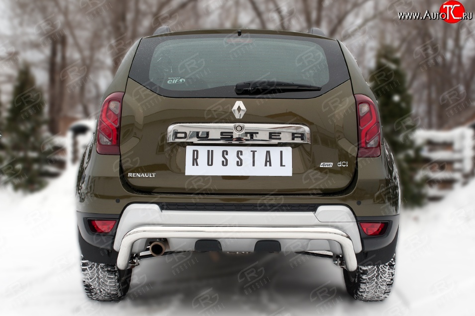 11 549 р. Защита заднего бампера (Ø63 мм волна, нержавейка) SLITKOFF  Renault Duster  HS (2015-2021) рестайлинг  с доставкой в г. Керчь