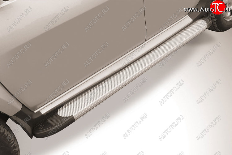 13 349 р. Пороги алюминиевые Slitkoff  Renault Duster  HS (2015-2021) рестайлинг (Optima Silver)  с доставкой в г. Керчь