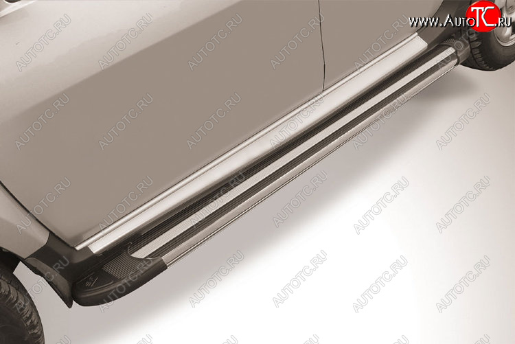 11 299 р. Пороги алюминиевые Slitkoff  Renault Duster  HS (2015-2021) рестайлинг (Luxe Black)  с доставкой в г. Керчь