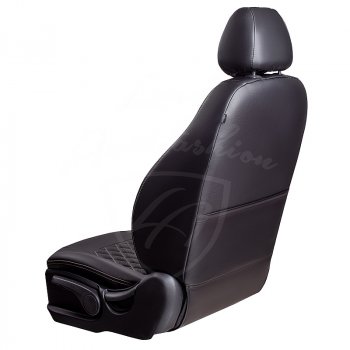 9 449 р. Чехлы для сидений Lord Autofashion Турин Ромб (экокожа, 60/40) Renault Fluence дорестайлинг (2010-2012) (Черный, вставка черная, строчка бежевая)  с доставкой в г. Керчь. Увеличить фотографию 2