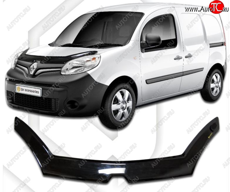 2 599 р. Дефлектор капота CA-Plastiс exclusive Renault Kangoo KW0 рестайлинг (2013-2016) (Classic черный, Без надписи)  с доставкой в г. Керчь