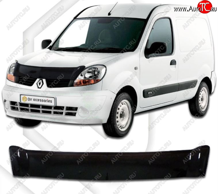 2 699 р. Дефлектор капота CA-Plastic Renault Kangoo KC рестайлинг (2003-2007) (серия Classic черный, Без надписи)  с доставкой в г. Керчь