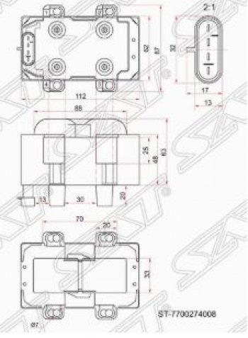 1 579 р. Катушка зажигания (K7J / M) SAT (модуль)  Renault Kangoo  KC - Sandero Stepway  (BS)  с доставкой в г. Керчь. Увеличить фотографию 2