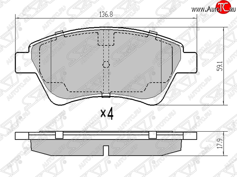 1 059 р. Колодки тормозные SAT (передние) Renault Scenic 2 (2003-2009)  с доставкой в г. Керчь