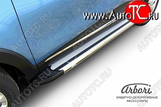 11 789 р. Порожки для ног Arbori Luxe Silver Renault Kaptur дорестайлинг (2016-2020)  с доставкой в г. Керчь
