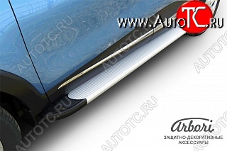 16 249 р. Порожки для ног Arbori Optima Silver  Renault Kaptur (2016-2025) дорестайлинг, рестайлинг  с доставкой в г. Керчь