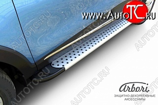 13 499 р. Порожки для ног Arbori Standart Silver  Renault Kaptur (2016-2025) дорестайлинг, рестайлинг  с доставкой в г. Керчь