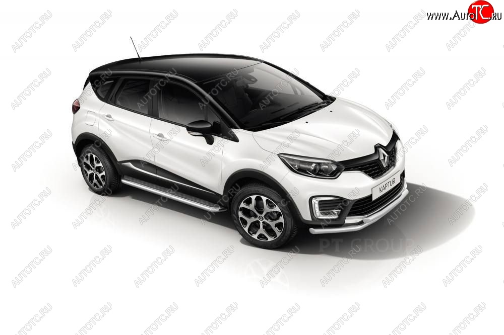 26 389 р. Порожки для ног из трубы Ø51 с алюминиевой площадкой Petroil Tuning Renault Kaptur дорестайлинг (2016-2020) (Нержавеющая полированная сталь)  с доставкой в г. Керчь