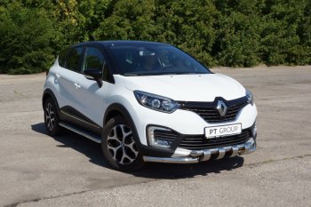 26 389 р. Порожки для ног из трубы Ø51 с алюминиевой площадкой Petroil Tuning Renault Kaptur дорестайлинг (2016-2020) (Нержавеющая полированная сталь)  с доставкой в г. Керчь. Увеличить фотографию 2