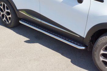 26 389 р. Порожки для ног из трубы Ø51 с алюминиевой площадкой Petroil Tuning Renault Kaptur дорестайлинг (2016-2020) (Нержавеющая полированная сталь)  с доставкой в г. Керчь. Увеличить фотографию 3