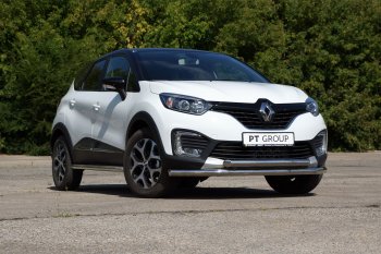 22 349 р. Защита переднего бампера двойная из труб d63/63 мм Petroil Tuning Renault Kaptur дорестайлинг (2016-2020) (Нержавеющая полированная сталь)  с доставкой в г. Керчь. Увеличить фотографию 2