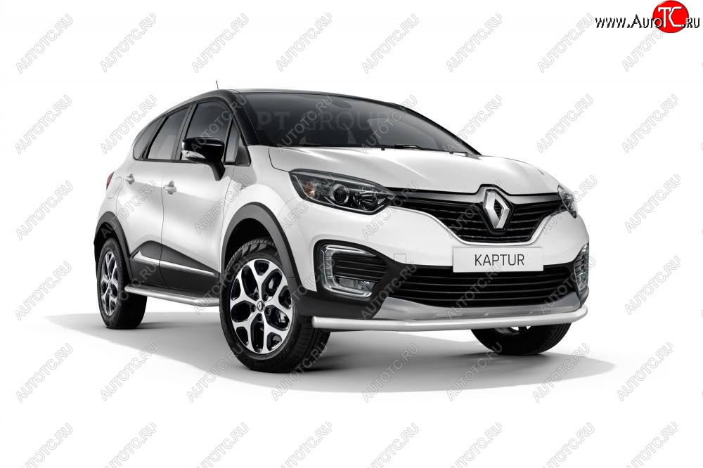 16 849 р. Защита переднего бампера одинарная из трубы d63 мм Petroil Tuning Renault Kaptur дорестайлинг (2016-2020) (Нержавеющая полированная сталь)  с доставкой в г. Керчь