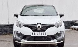 Защита переднего бампера (2 трубыØ42 мм, нержавейка) SLITKOFF Renault Kaptur (2016-2020) дорестайлинг