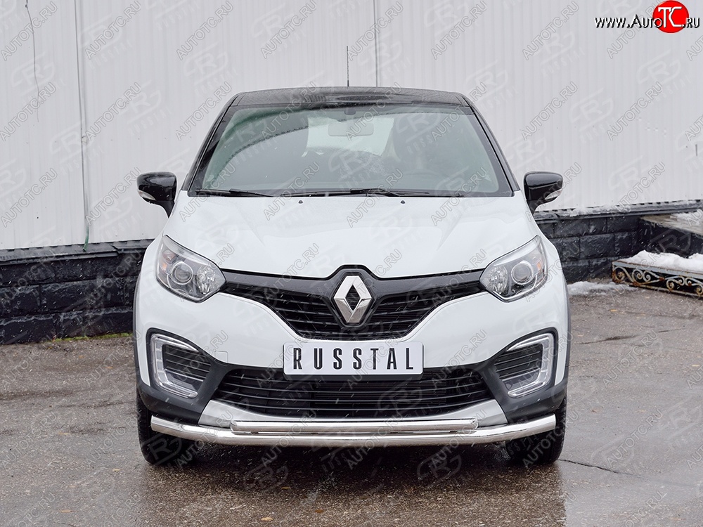17 799 р. Защита переднего бампера (2 трубыØ63 и 42 мм, нержавейка) SLITKOFF  Renault Kaptur (2016-2020) дорестайлинг  с доставкой в г. Керчь