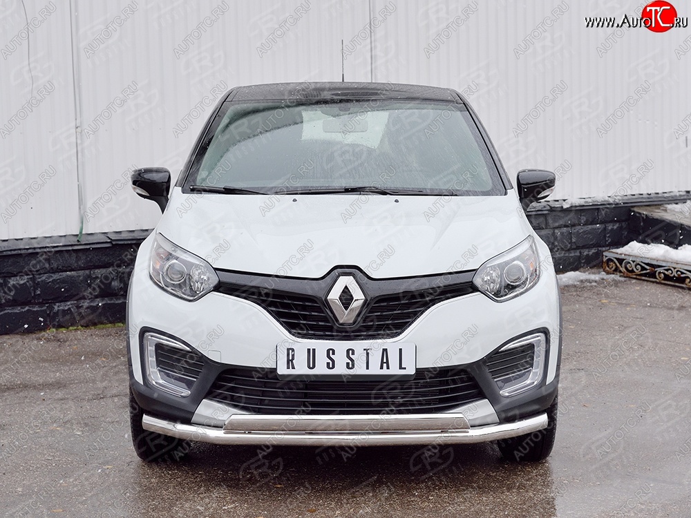 14 599 р. Защита переднего бампера (2 трубыØ63 и 75х42 мм, нержавейка) Russtal Renault Kaptur дорестайлинг (2016-2020)  с доставкой в г. Керчь