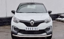 Защита переднего бампера (Ø63 мм, нержавейка) SLITKOFF Renault Kaptur (2016-2020) дорестайлинг