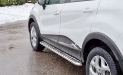 24 649 р. Порожки для ног (Ø42) SLITKOFF  Renault Kaptur (2016-2025) дорестайлинг, рестайлинг (лист - алюминий, профиль - нержавейка)  с доставкой в г. Керчь. Увеличить фотографию 2