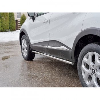 15 599 р. Защита порогов из круглой трубы диаметром 42 мм SLITKOFF v3  Renault Kaptur (2016-2025) дорестайлинг, рестайлинг  с доставкой в г. Керчь. Увеличить фотографию 2