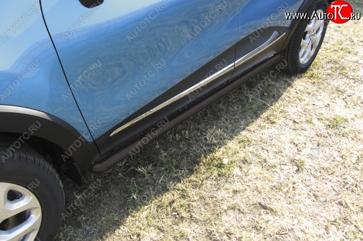 9 649 р. Защита порогов из труб d57 (2WD) Slitkoff  Renault Kaptur (2016-2025) дорестайлинг, рестайлинг (Цвет: серебристый)  с доставкой в г. Керчь