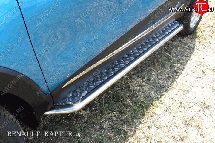 14 449 р. Широкая защита порогов с трубой диаметром d57 Slitkoff Renault Kaptur дорестайлинг (2016-2020) (Для автомобиля 2WD)  с доставкой в г. Керчь