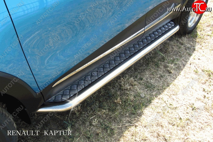 15 349 р. Широкая защита порогов с трубой диаметром d42 Slitkoff Renault Kaptur дорестайлинг (2016-2020) (Для автомобиля 2WD)  с доставкой в г. Керчь
