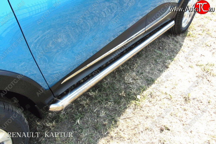 15 299 р. Защита порогов из круглой трубы диаметром 76 мм Slitkoff Renault Kaptur дорестайлинг (2016-2020) (Для автомобиля 2WD)  с доставкой в г. Керчь