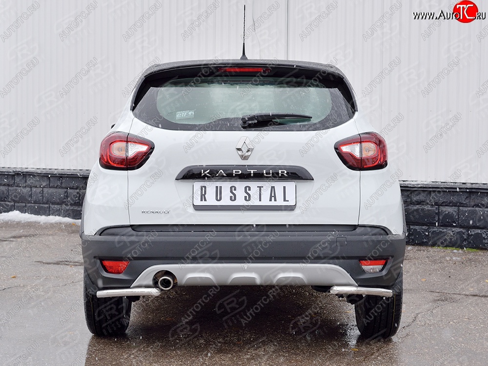 12 699 р. Защита заднего бампера (Ø42 мм уголки, нержавейка) SLITKOFF  Renault Kaptur (2016-2020) дорестайлинг  с доставкой в г. Керчь