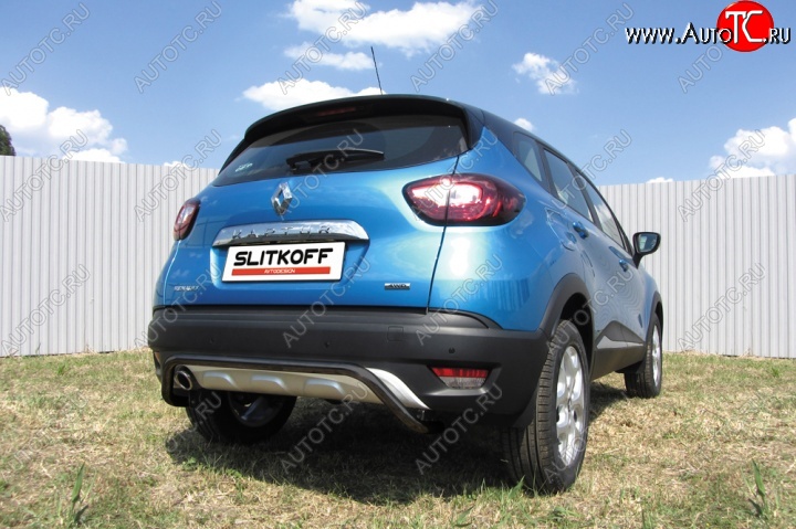 6 999 р. Защита задняя Slitkoff  Renault Kaptur (2016-2020) дорестайлинг (Цвет: серебристый)  с доставкой в г. Керчь