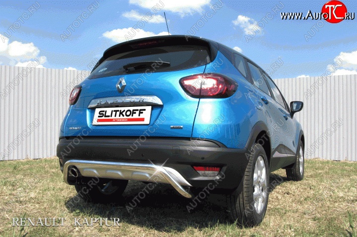 9 999 р. Защита заднего бампера диаметром 42 мм с изгибом Slitkoff Renault Kaptur дорестайлинг (2016-2020) (Для автомобиля 2WD)  с доставкой в г. Керчь