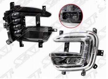 Левая противотуманная фара SAT (LED c ДХО) Renault Kaptur (2016-2025) дорестайлинг, рестайлинг