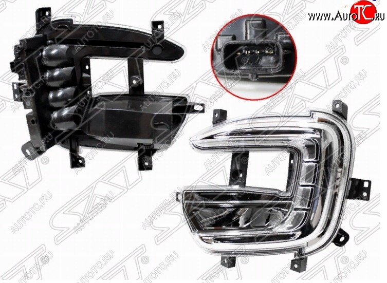 5 999 р. Левая противотуманная фара SAT (LED c ДХО)  Renault Kaptur (2016-2025) дорестайлинг, рестайлинг  с доставкой в г. Керчь