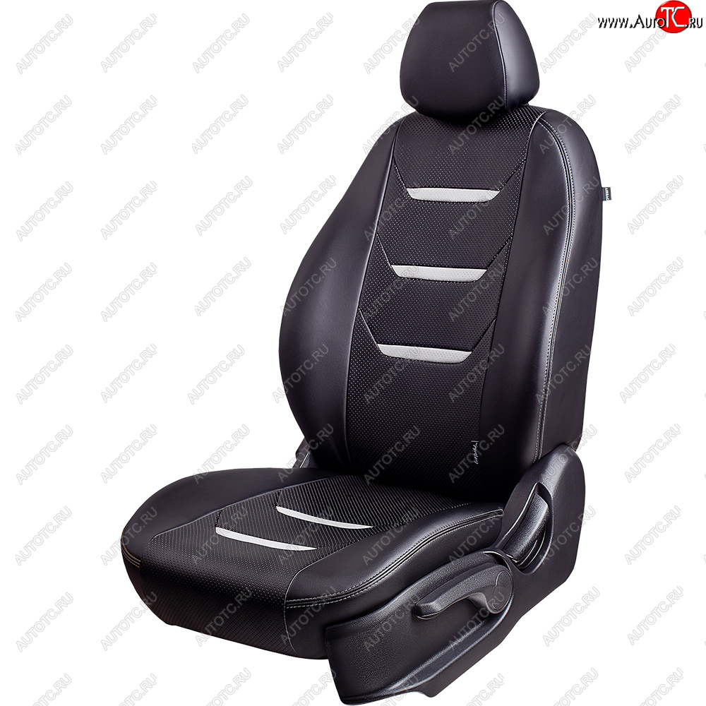 7 599 р. Чехлы для сидений Lord Autofashion Турин 2 (экокожа)  Renault Kaptur (2016-2025) дорестайлинг, рестайлинг (Чёрный/Чёрный/Белый/Белый)  с доставкой в г. Керчь