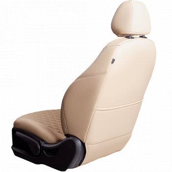19 649 р. Чехлы для сидений Lord Autofashion Байрон (экокожа, 60/40, 3 Г-образных подголовника)  Renault Kaptur (2016-2020) дорестайлинг (Бежевый, вставка бежевая, строчка бежевая)  с доставкой в г. Керчь. Увеличить фотографию 3
