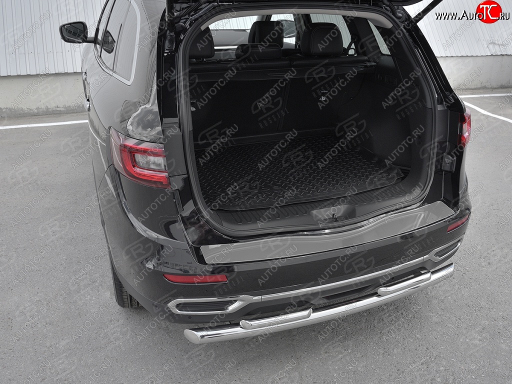2 099 р. Накладка защитная на задний бампер Russtal (лист нерж зеркальный) Renault Koleos 2 (2016-2025)  с доставкой в г. Керчь