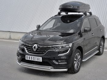 21 749 р. Защита переднего бампера (2 трубы Ø63 и 42 мм, нержавейка) SLITKOFF Renault Koleos 2 (2016-2025)  с доставкой в г. Керчь. Увеличить фотографию 2