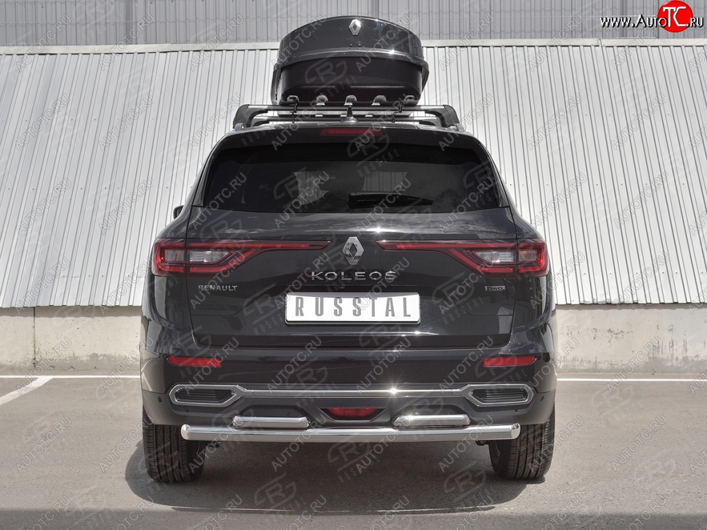 18 849 р. Защита заднего бампера (2 трубы Ø63 и 42 мм, нержавейка) SLITKOFF  Renault Koleos  2 (2016-2025)  с доставкой в г. Керчь