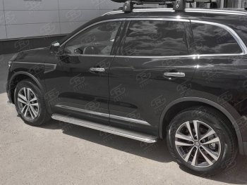 Пороги SLITKOFF d42 с листом Renault Koleos  2 (2016-2025) (Лист нержавейка, труба нержавейка)