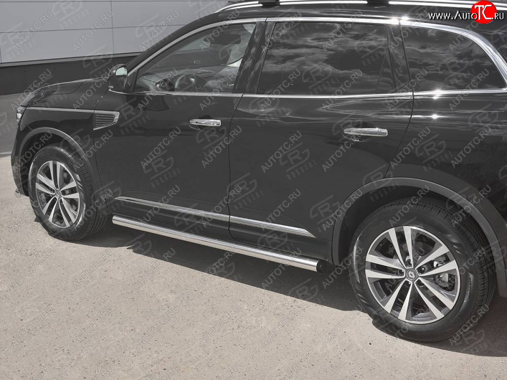 18 799 р. Защита порогов на SLITKOFF труба d63  Renault Koleos  2 (2016-2025) (защита порогов с заглушками на торцах)  с доставкой в г. Керчь