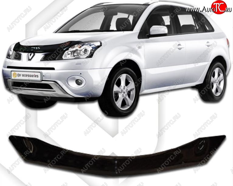 2 799 р. Дефлектор капота CA-Plastic Renault Koleos Phase 1 (2007-2011) (Classic черный, Без надписи)  с доставкой в г. Керчь