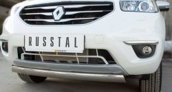 12 999 р. Защита переднего бампера (Ø75х42 мм, нержавейка) Russtal Renault Koleos 1 Phase 2 (2011-2013)  с доставкой в г. Керчь. Увеличить фотографию 2