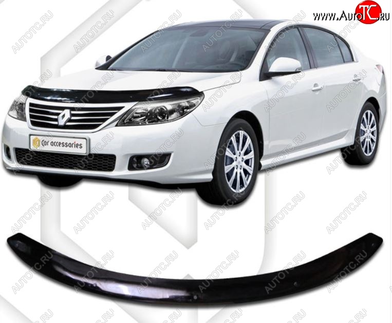 1 899 р. Дефлектор капота CA-Plastic Renault Latitude (2010-2018) (Classic черный, Без надписи)  с доставкой в г. Керчь