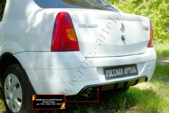 2 379 р. Диффузор на задний бампер RA  Renault Logan 1 дорестайлинг (2004-2010) (глянец) (Неокрашенный)  с доставкой в г. Керчь. Увеличить фотографию 2