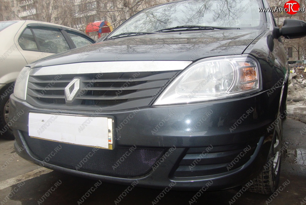 2 199 р. Защитная сетка на бампер Russtal (черная) Renault Logan 1 дорестайлинг (2004-2010)  с доставкой в г. Керчь
