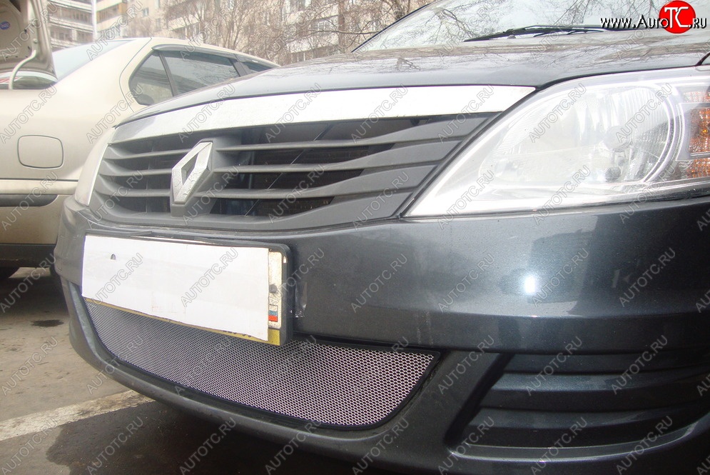 2 249 р. Защитная сетка на бампер Russtal (хром) Renault Logan 1 дорестайлинг (2004-2010)  с доставкой в г. Керчь