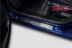 2 114 р. Накладка на внутренние пороги с логотипом Souz-96 Renault Logan 1 дорестайлинг (2004-2010)  с доставкой в г. Керчь. Увеличить фотографию 2